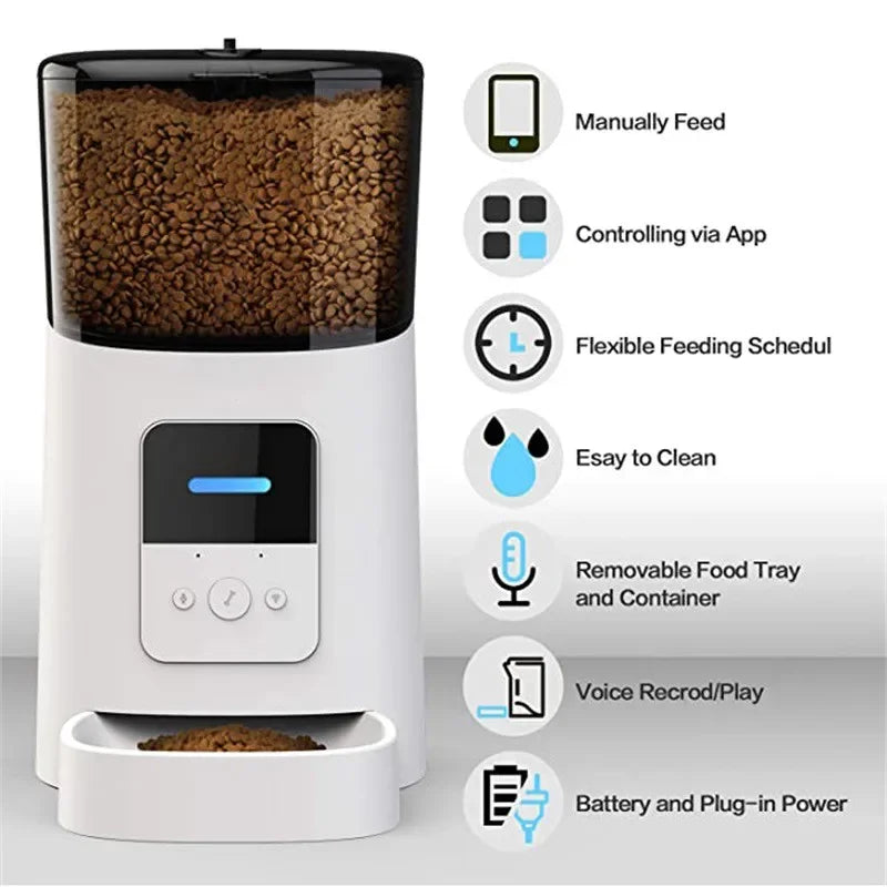 Dog Cat Smart Pet Feeder Wifi Mobile Phone App Remote Control Microchip Automatic Pet Feeder With 6L Auto Timer