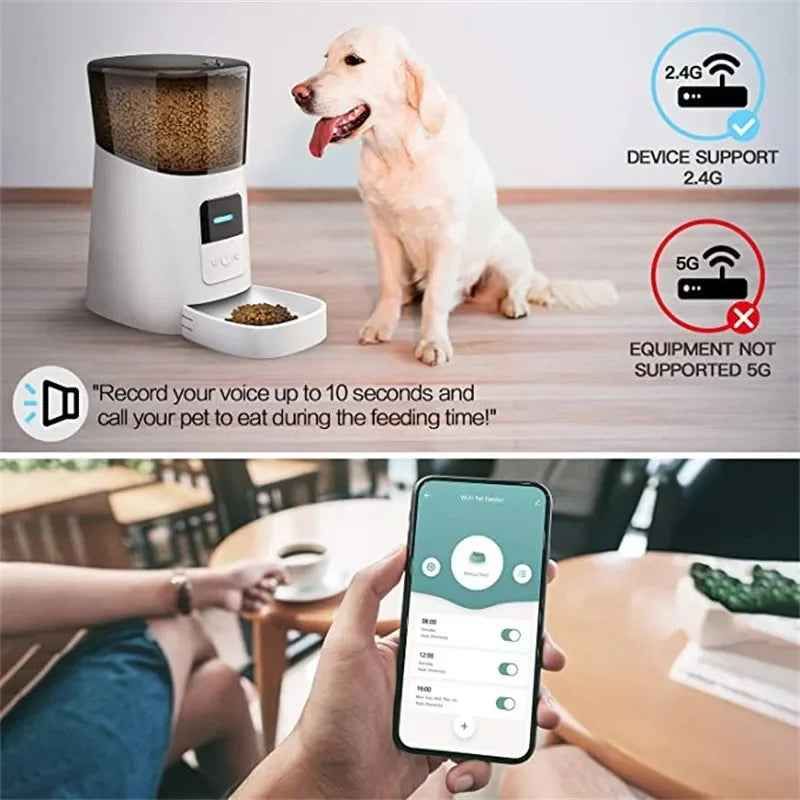 Dog Cat Smart Pet Feeder Wifi Mobile Phone App Remote Control Microchip Automatic Pet Feeder With 6L Auto Timer