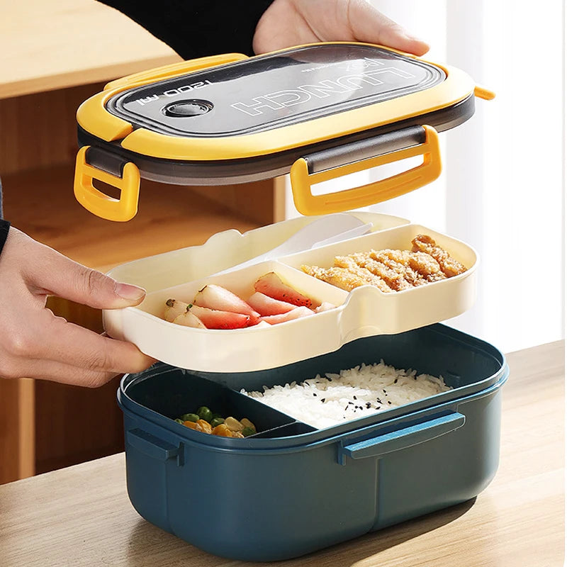 Single Double-layer Lunch Box Portable Compartment Fruit Food Box Microwave Lunch Box With Fork And Spoon Picnic Fresh Box